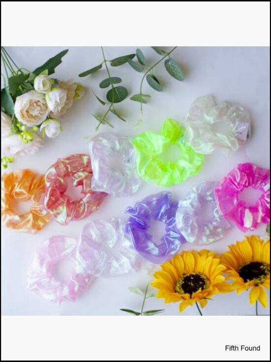20 LED Glow Hair Scrunchies - 3 Light Modes, Neon Party Hair Ties